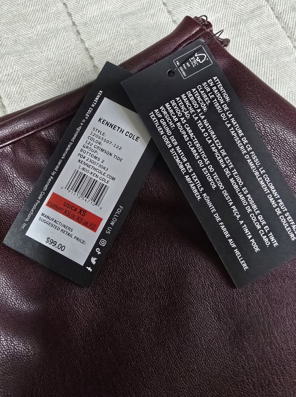 Kenneth Cole Faux Leather Pencil Skirt in Deep Burgundy - Picture 8 of 11